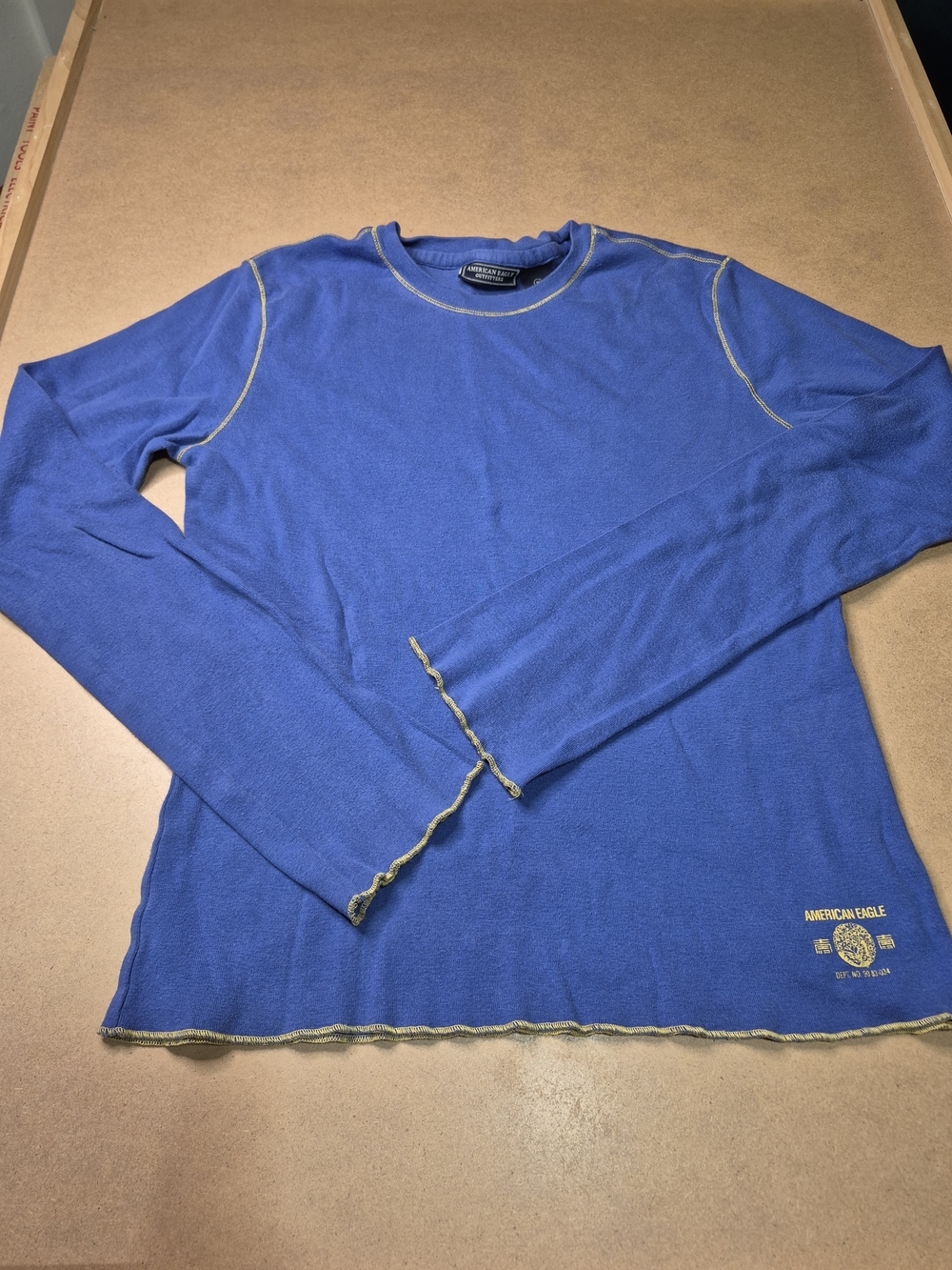American Eagle Outfitters Blue Long-Sleeve Crewneck Shirt